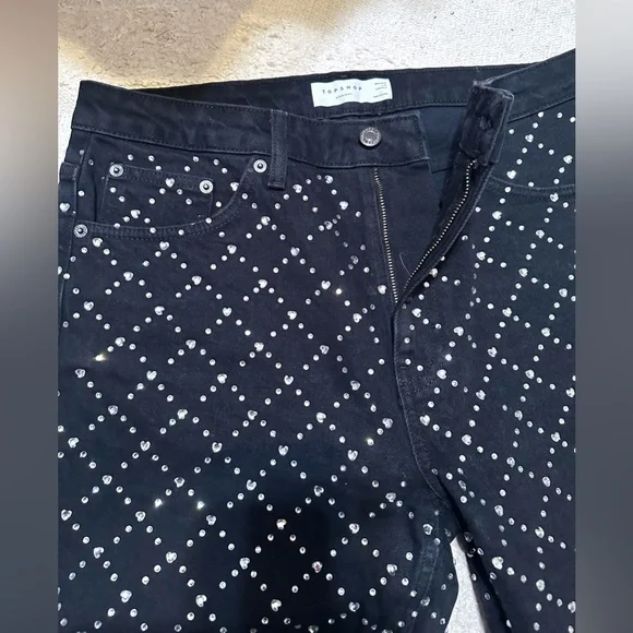 Topshop Strait Rhinestone Jeans - Picture 3 of 11
